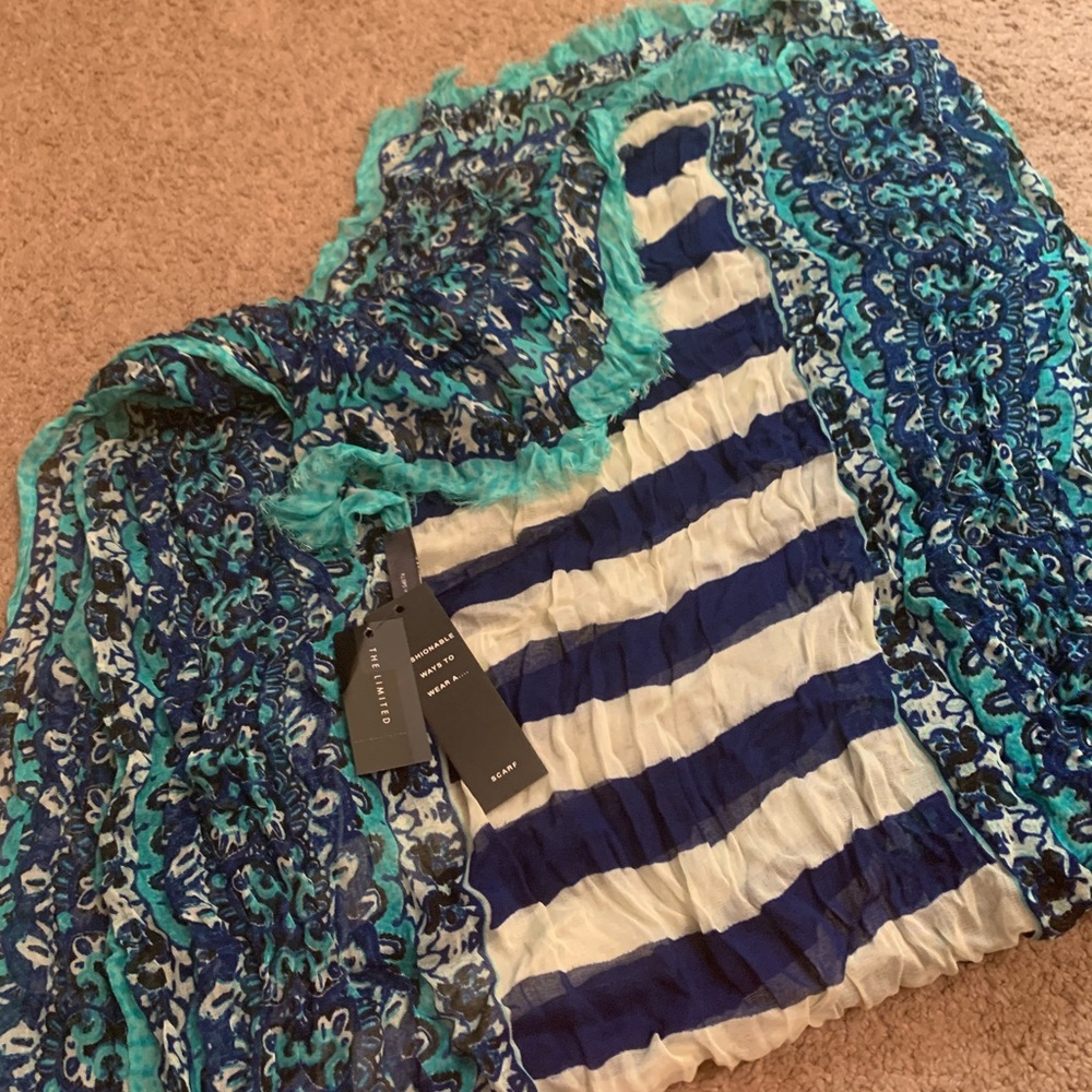 Blue and White Striped Scarf The Limited brand new with
